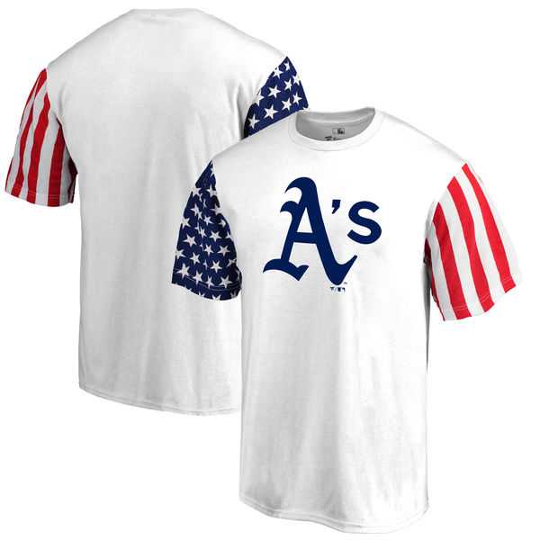 Men's Oakland Athletics Fanatics Branded Stars & Stripes T-Shirt White FengYun,We sell and wholesale Men's Oakland Athletics Fanatics Branded Stars & Stripes T-Shirt White FengYun on line form chian!